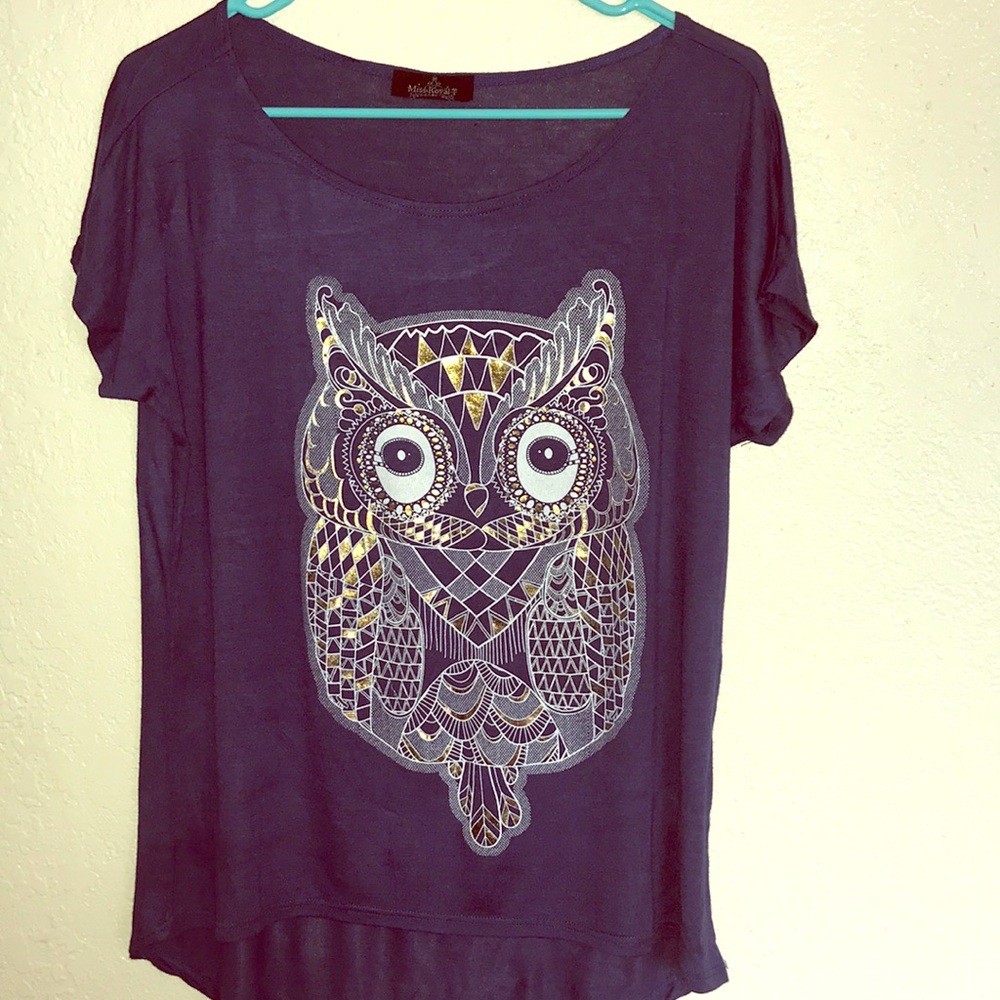 Miss Royal T 💙Royal Dark Blue Gold  Owl Blouse